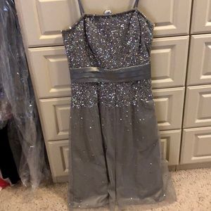 Silver sequins cocktail dress.